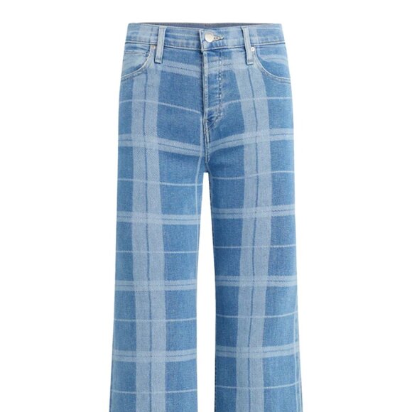 NEW HUDSON women Rosie High Rise Wide Leg Ankle Jeans in Plaid Indigo 825 7t3 - Picture 9 of 11